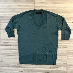 The Limited Teal V-Neck 3/4 Sleeve Sweater Small